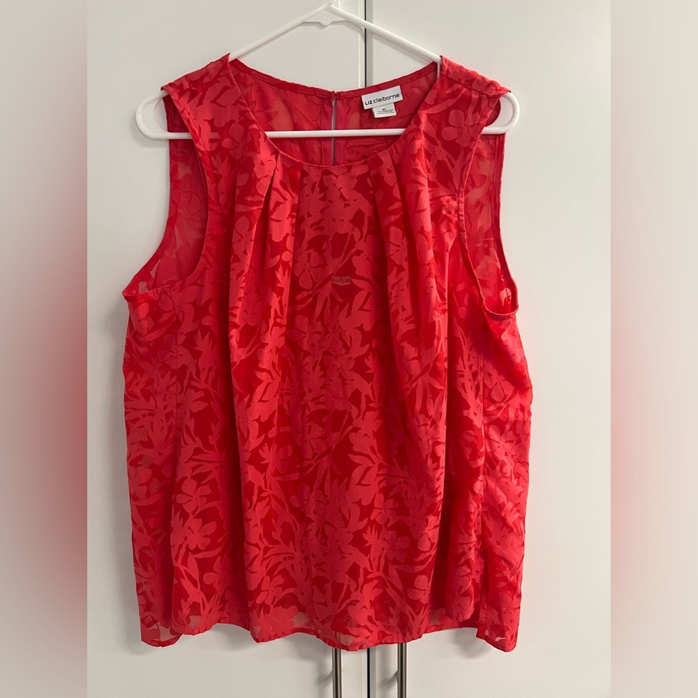 Liz Claiborne Red Floral Women's Top Sz XL